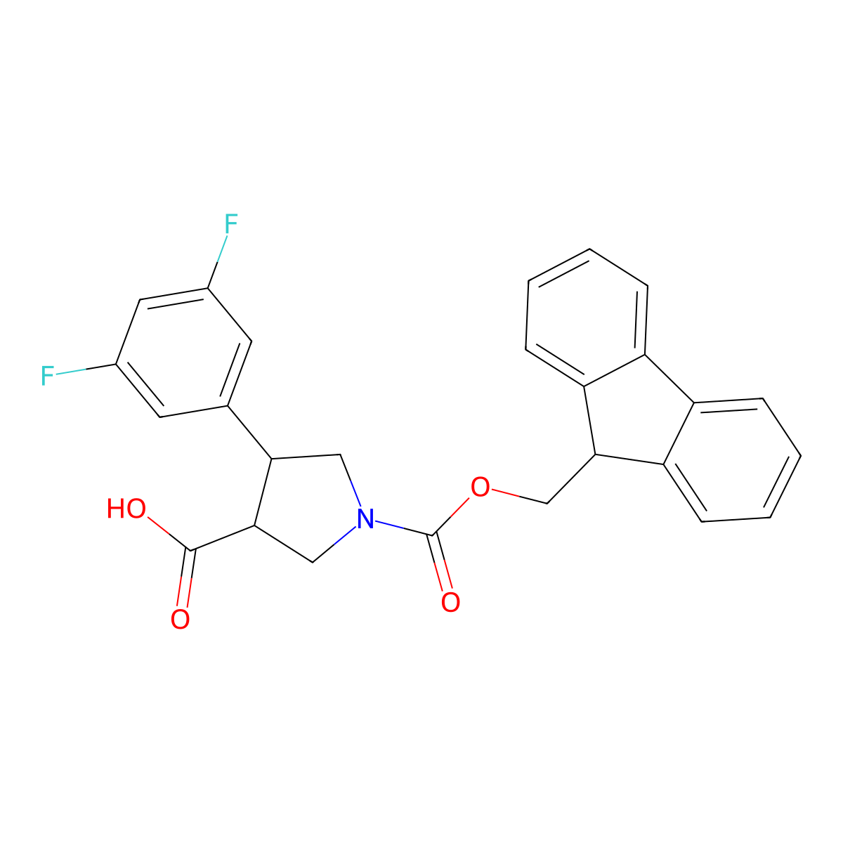 4-(3,5-difluorophenyl)-1-{[(9H-fluoren-9-yl)methoxy]carbonyl}pyrrolidine-3-carboxylic acid molecular structure, CAS 2172231-12-6