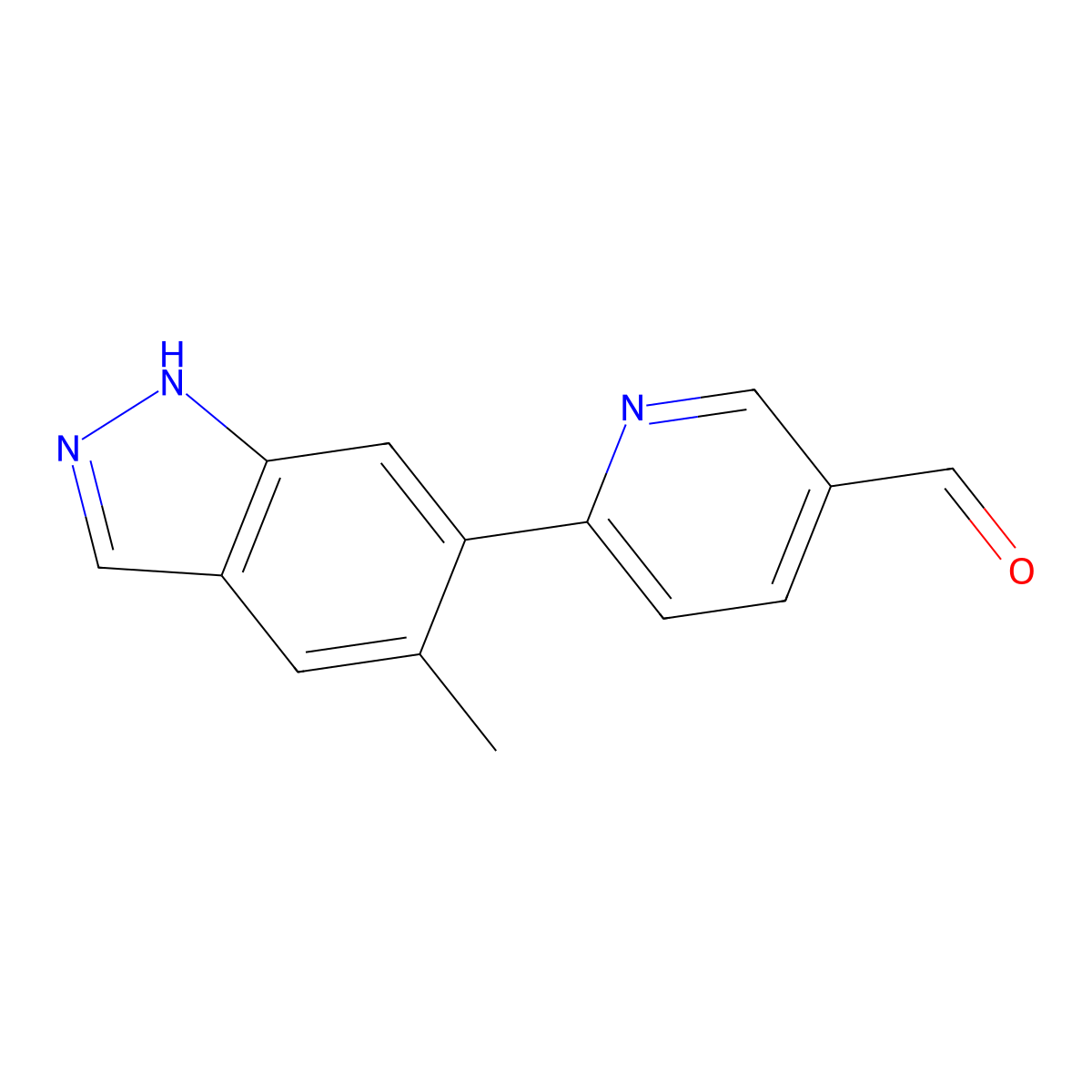 6-(5-methyl-1H-indazol-6-yl)pyridine-3-carbaldehyde molecular structure, CAS 2172234-44-3