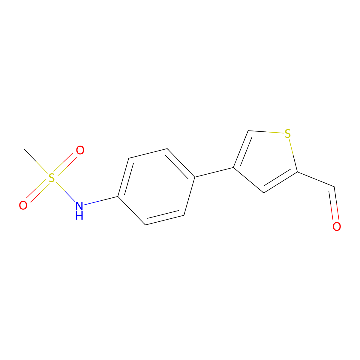 N-[4-(5-formylthiophen-3-yl)phenyl]methanesulfonamide molecular structure, CAS 2172234-49-8