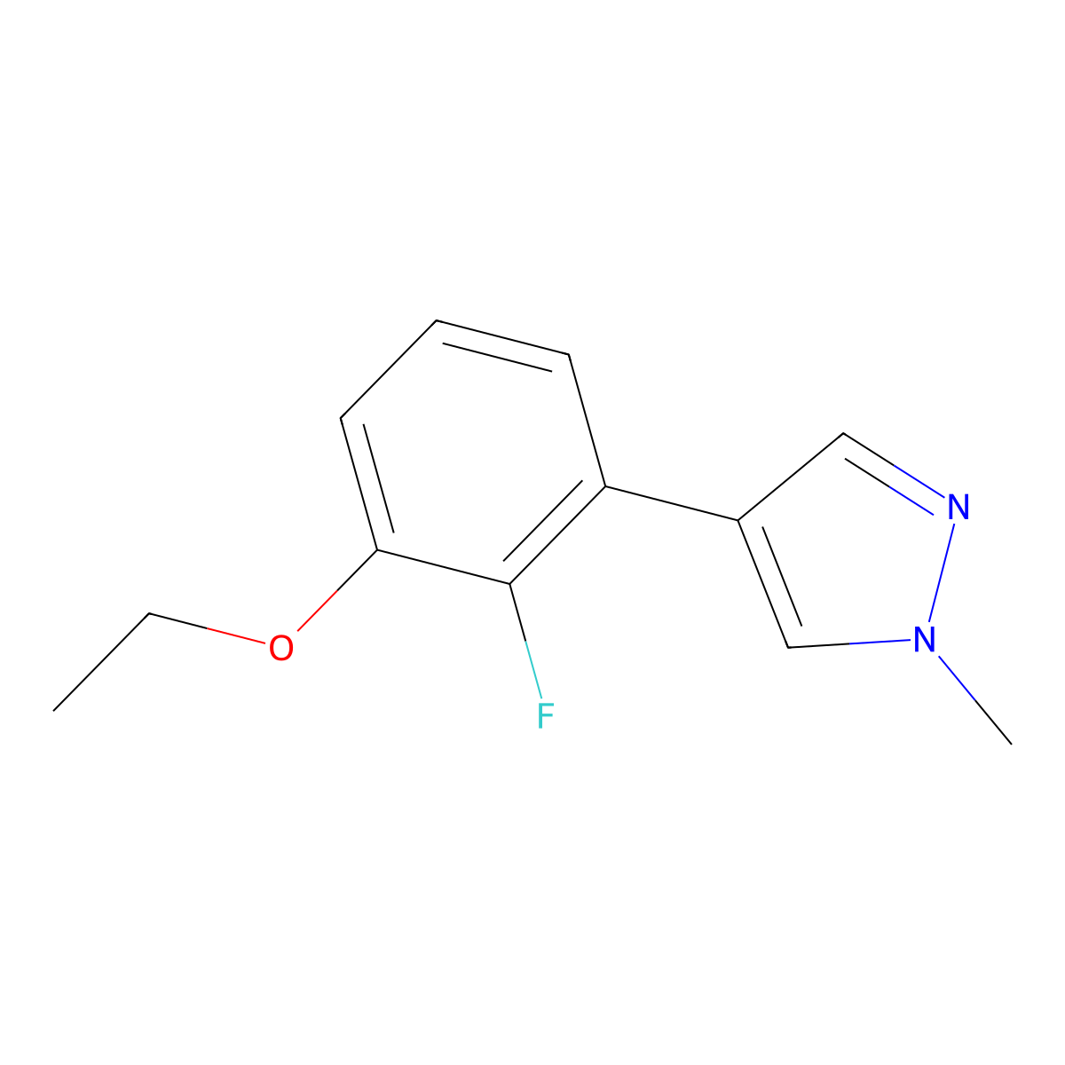 4-(3-ethoxy-2-fluorophenyl)-1-methyl-1H-pyrazole molecular structure, CAS 2172235-31-1