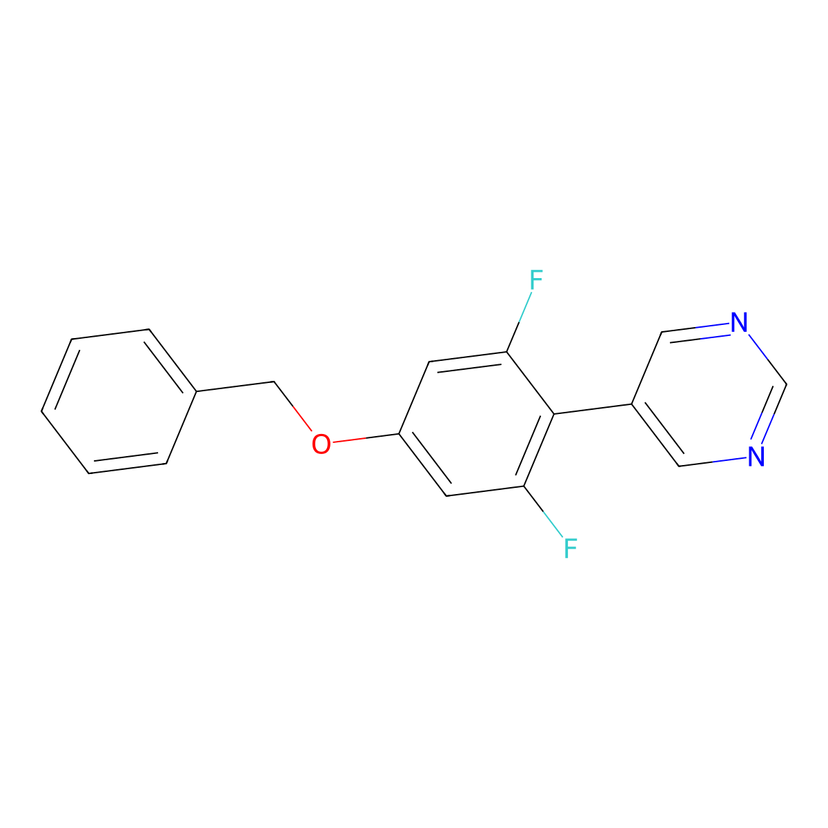5-[4-(Benzyloxy)-2,6-difluorophenyl]pyrimidine molecular structure, CAS 2172236-40-5