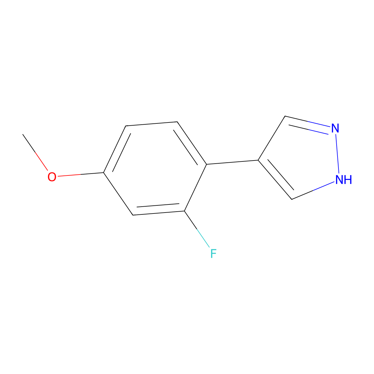 4-(2-fluoro-4-methoxyphenyl)-1H-pyrazole molecular structure, CAS 2172237-87-3