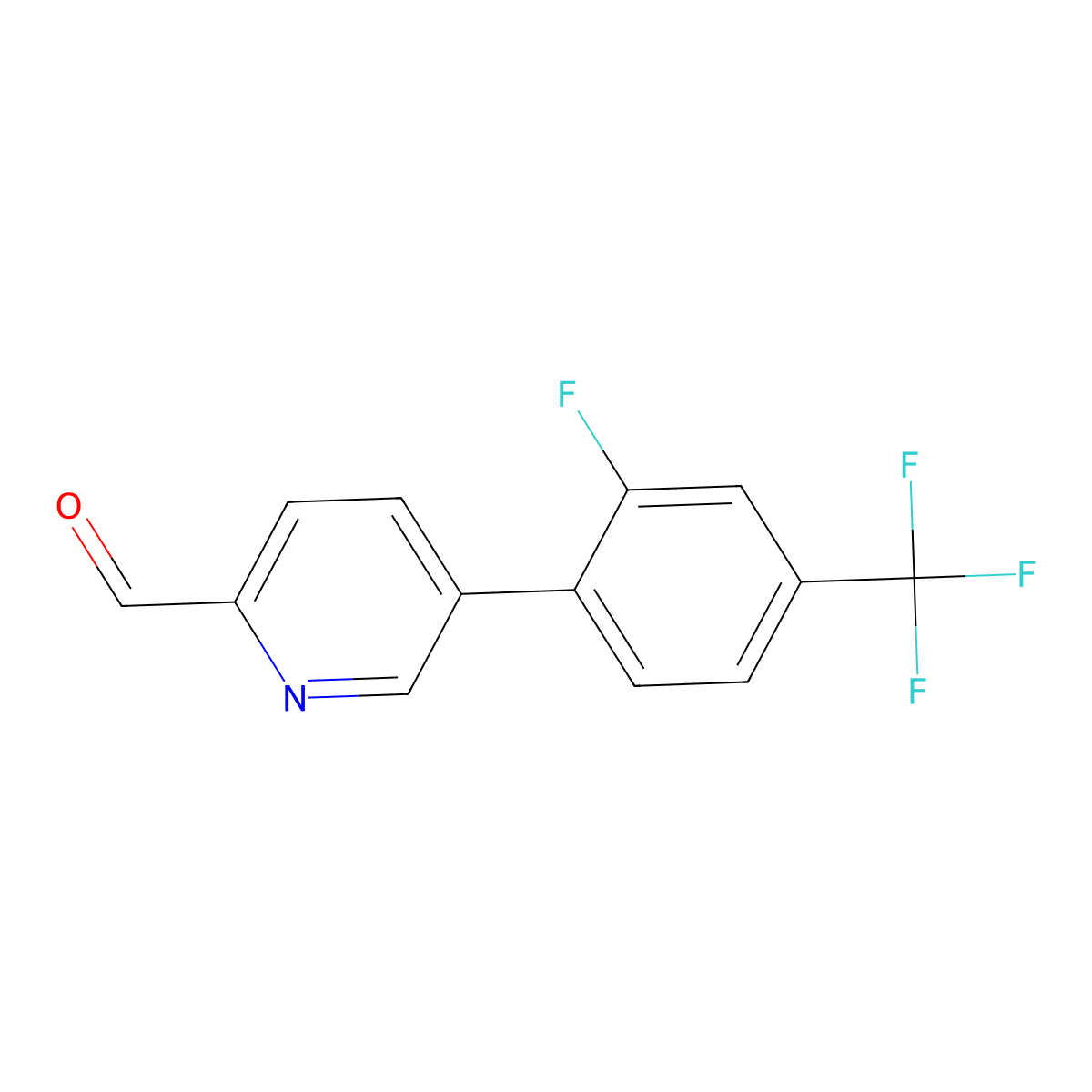 5-[2-Fluoro-4-(trifluoromethyl)phenyl]pyridine-2-carbaldehyde molecular structure, CAS 2172238-99-0