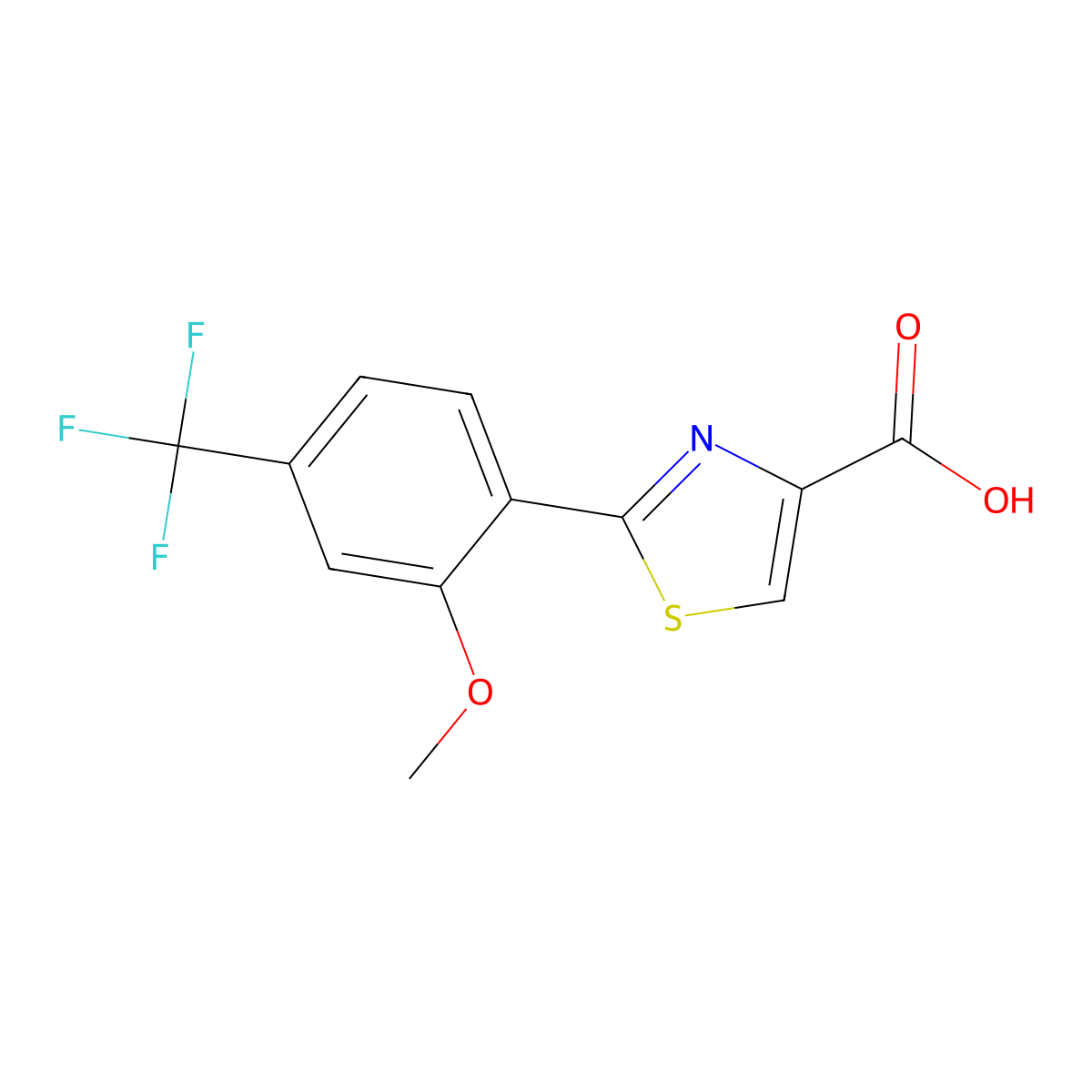2-[2-Methoxy-4-(trifluoromethyl)phenyl]-1,3-thiazole-4-carboxylic acid molecular structure, CAS 2172239-07-3