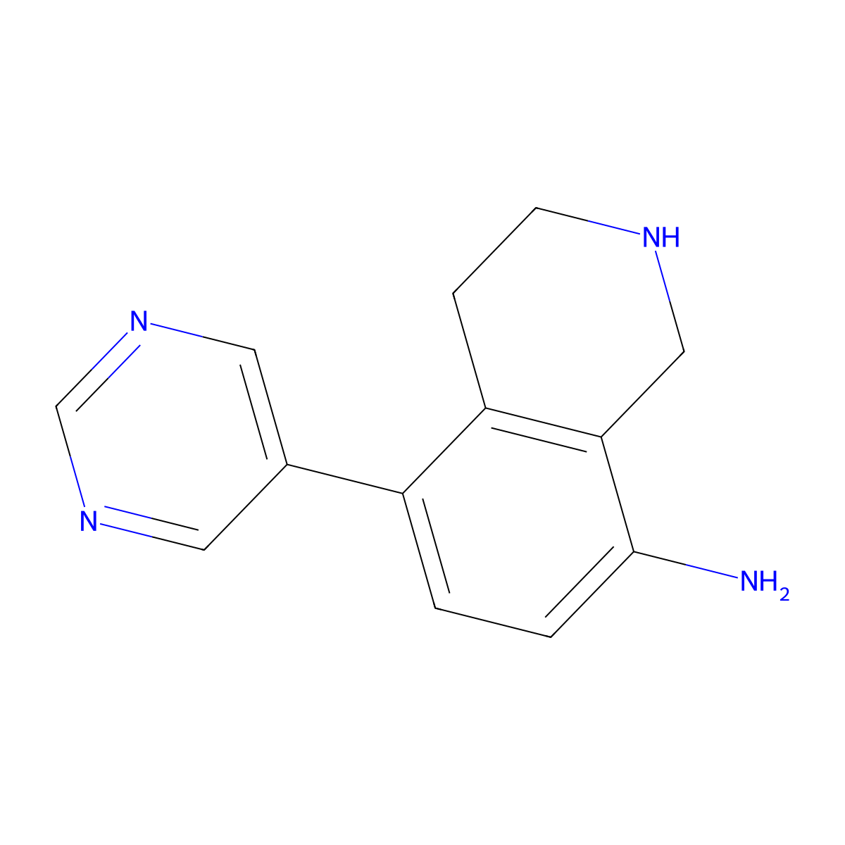 5-(Pyrimidin-5-yl)-1,2,3,4-tetrahydroisoquinolin-8-amine molecular structure, CAS 2172240-56-9