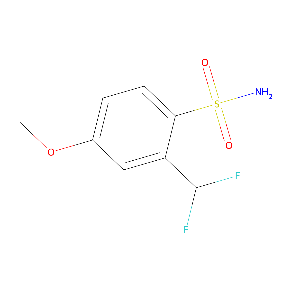 2-(Difluoromethyl)-4-methoxybenzene-1-sulfonamide molecular structure, CAS 2172242-63-4