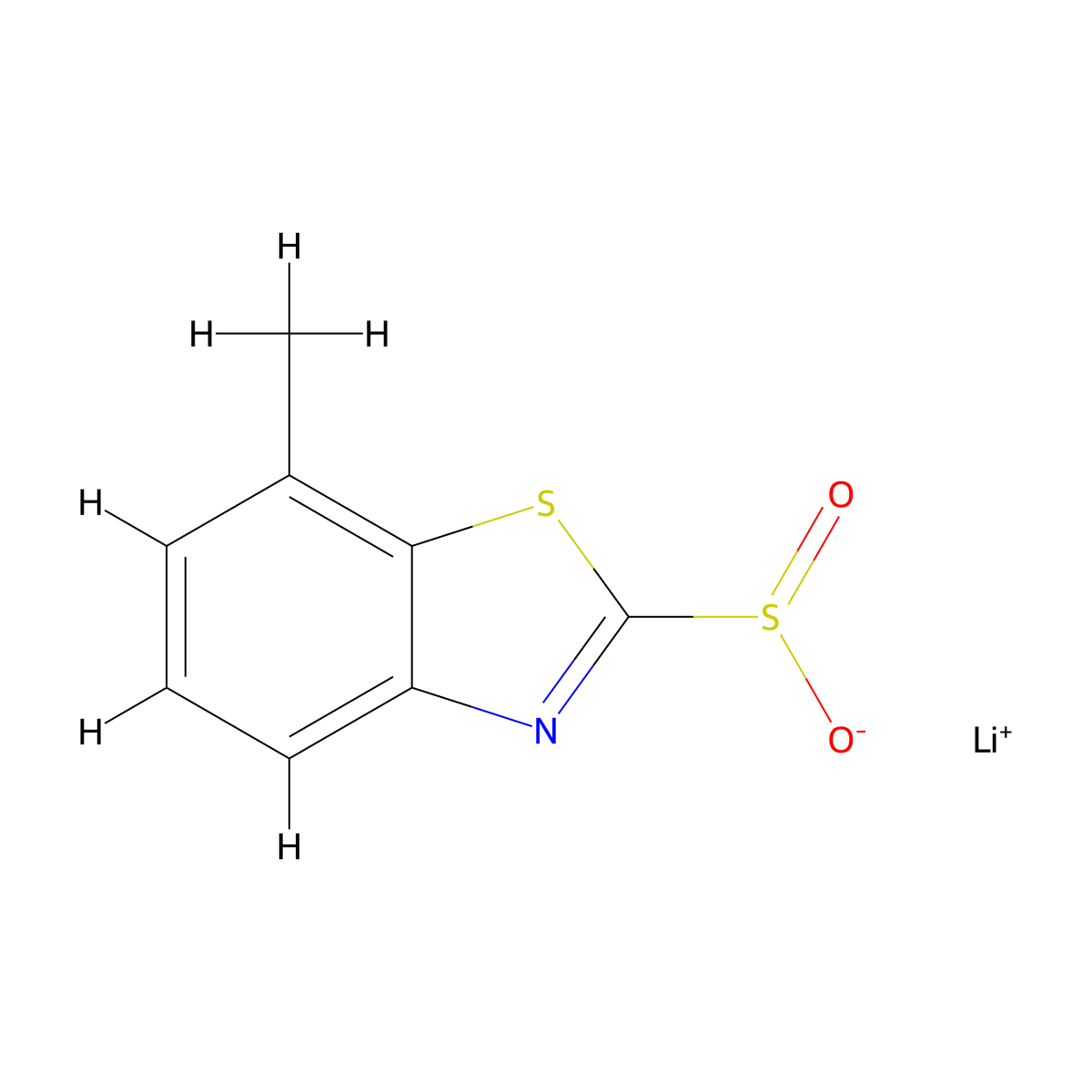 Lithium(1+) ion 7-methyl-1,3-benzothiazole-2-sulfinate molecular structure, CAS 2172242-68-9