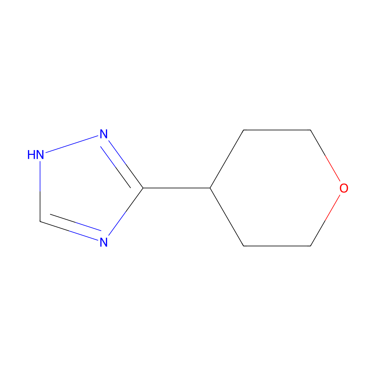 3-(oxan-4-yl)-1H-1,2,4-triazole molecular structure, CAS 2172244-47-0