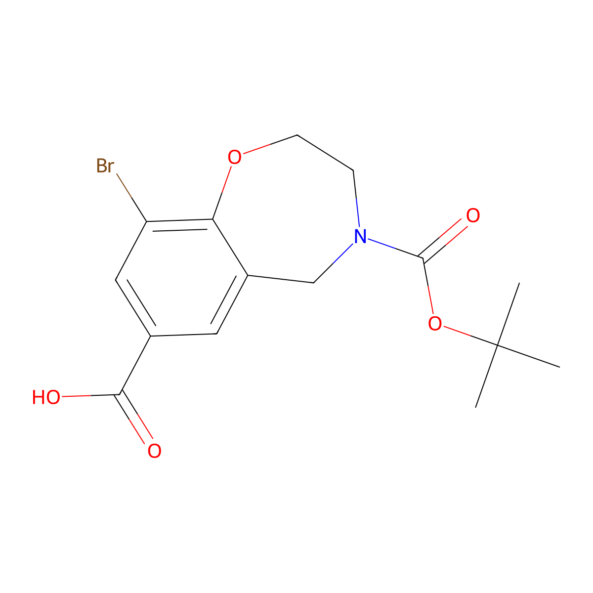 9-Bromo-4-[(tert-butoxy)carbonyl]-2,3,4,5-tetrahydro-1,4-benzoxazepine-7-carboxylic acid molecular structure, CAS 2172250-40-5