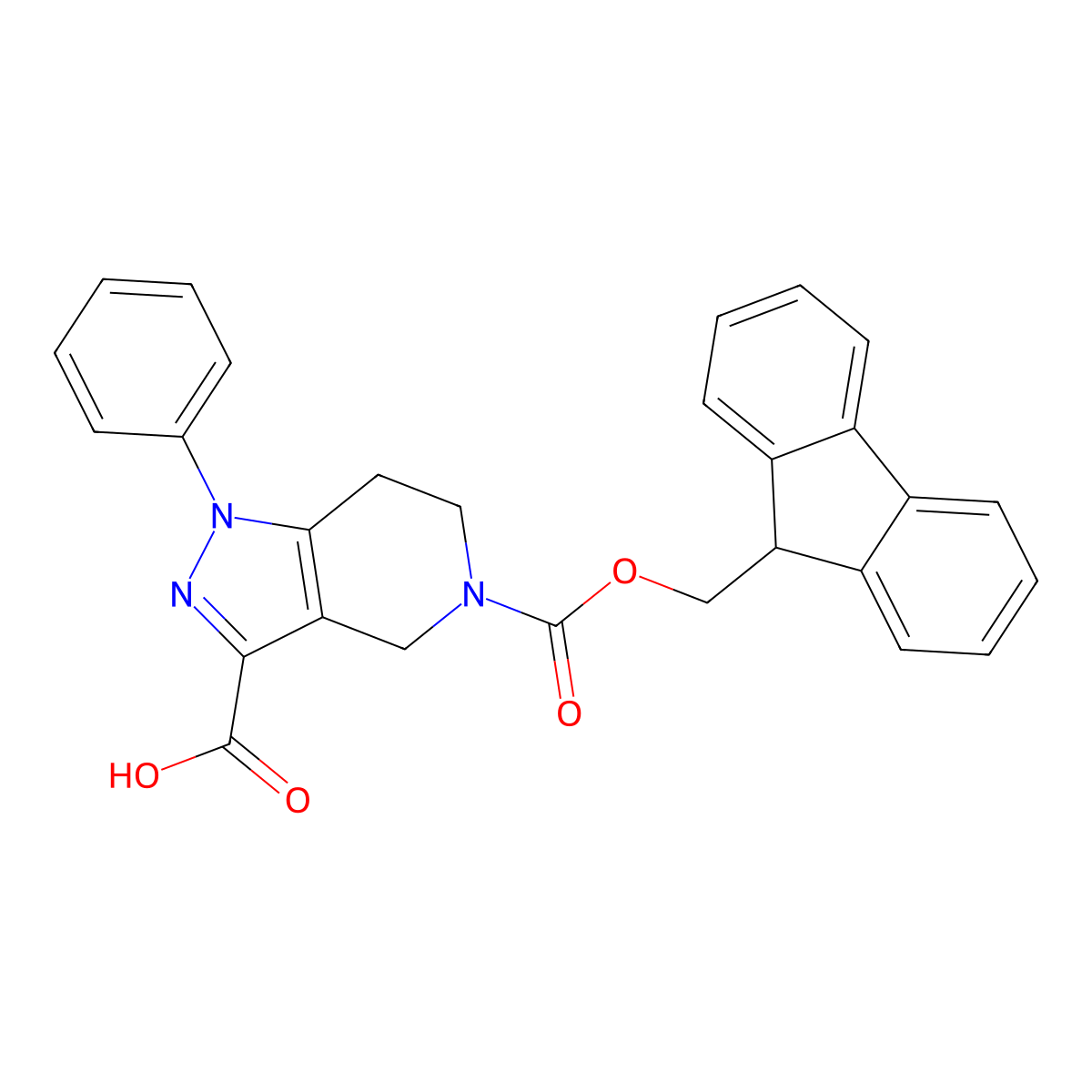 5-{[(9H-fluoren-9-yl)methoxy]carbonyl}-1-phenyl-1H,4H,5H,6H,7H-pyrazolo[4,3-c]pyridine-3-carboxylic acid molecular structure, CAS 2172251-20-4