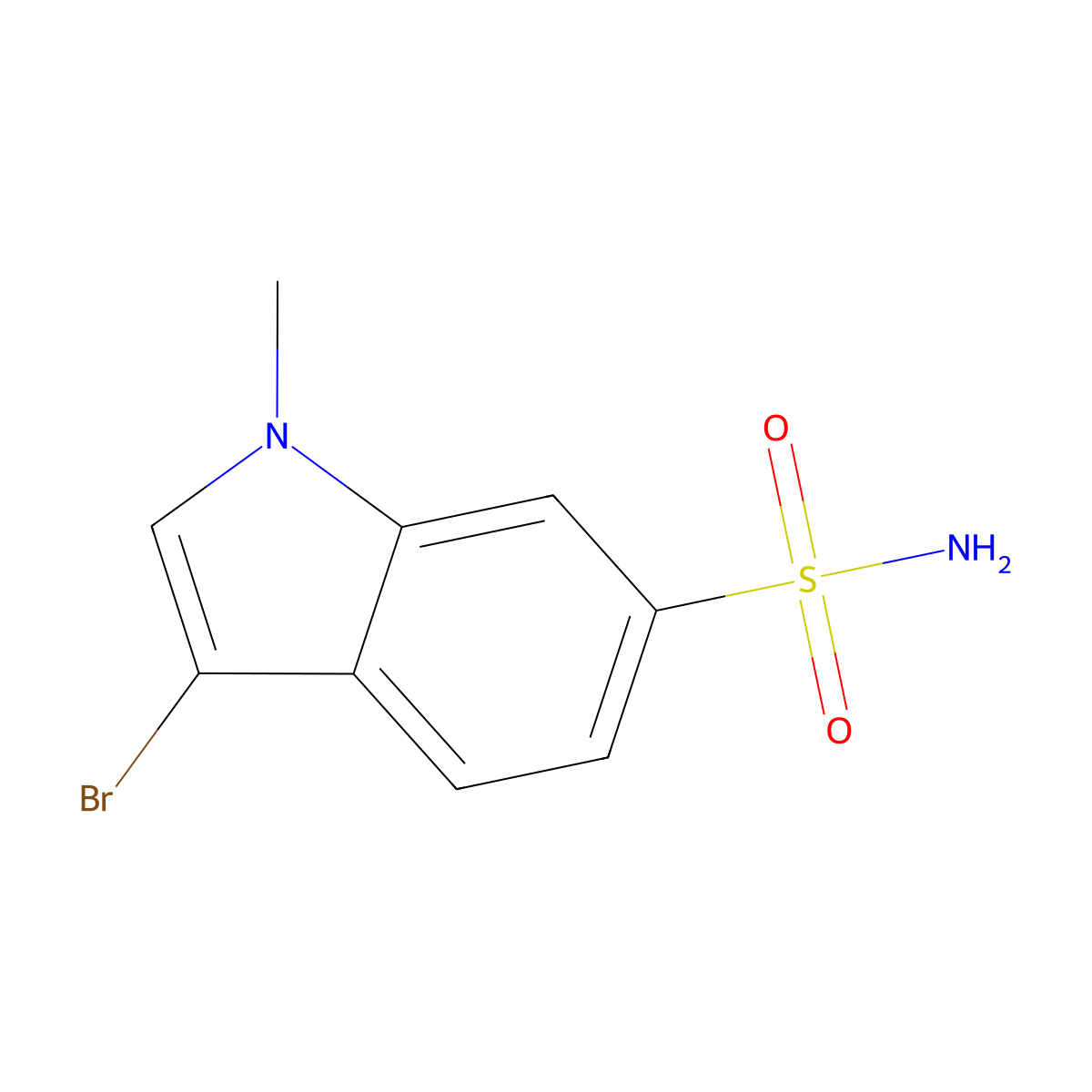 3-bromo-1-methyl-1H-indole-6-sulfonamide molecular structure, CAS 2172251-21-5