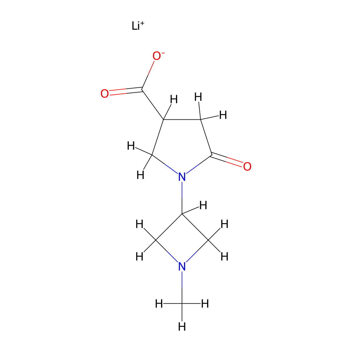 Lithium(1+) ion 1-(1-methylazetidin-3-yl)-5-oxopyrrolidine-3-carboxylate molecular structure, CAS 2172251-24-8