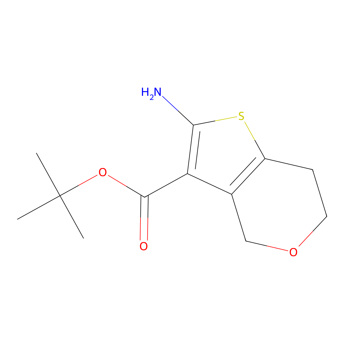 tert-butyl 2-amino-4H,6H,7H-thieno[3,2-c]pyran-3-carboxylate molecular structure, CAS 2172253-53-9