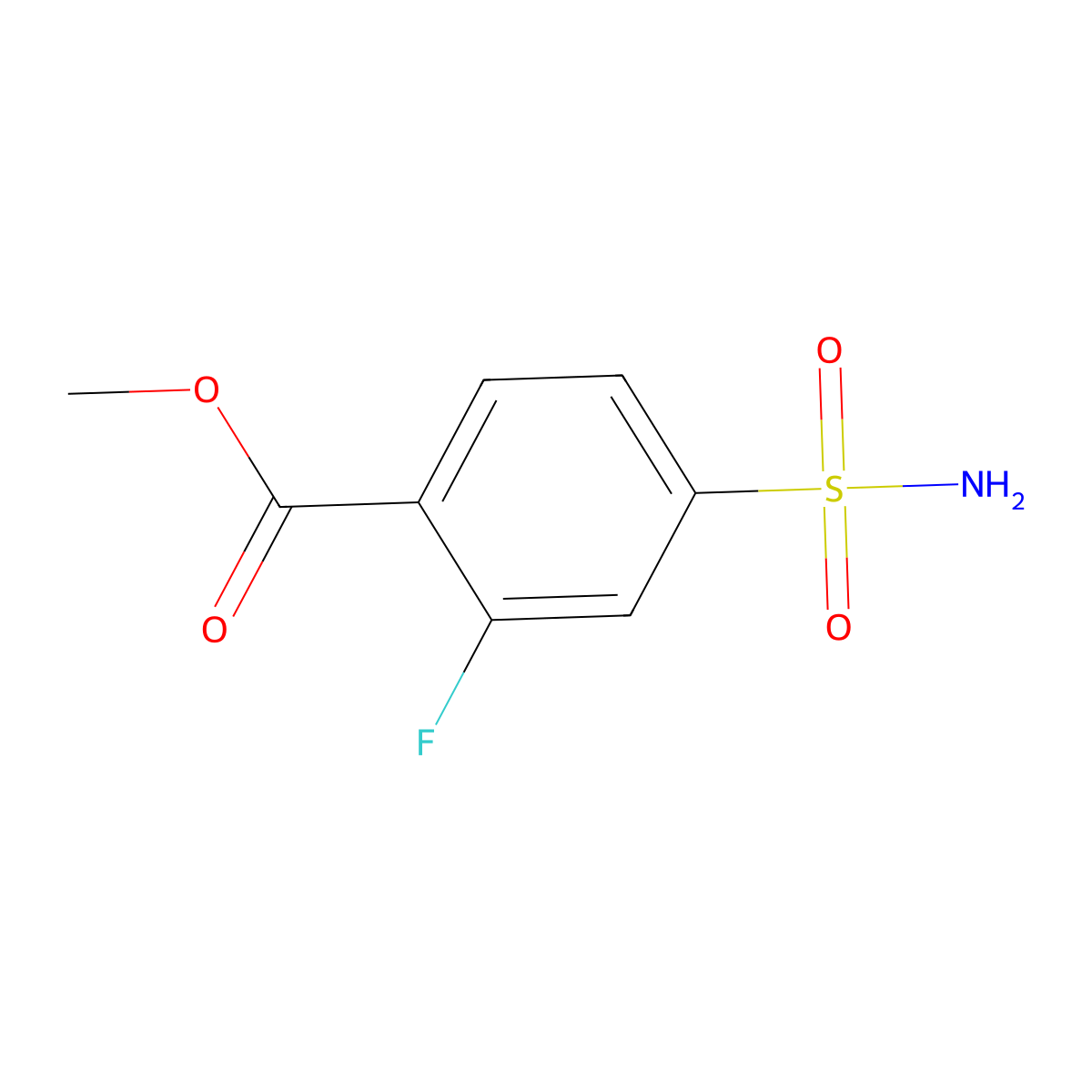 Methyl 2-fluoro-4-sulfamoylbenzoate molecular structure, CAS 2172253-92-6