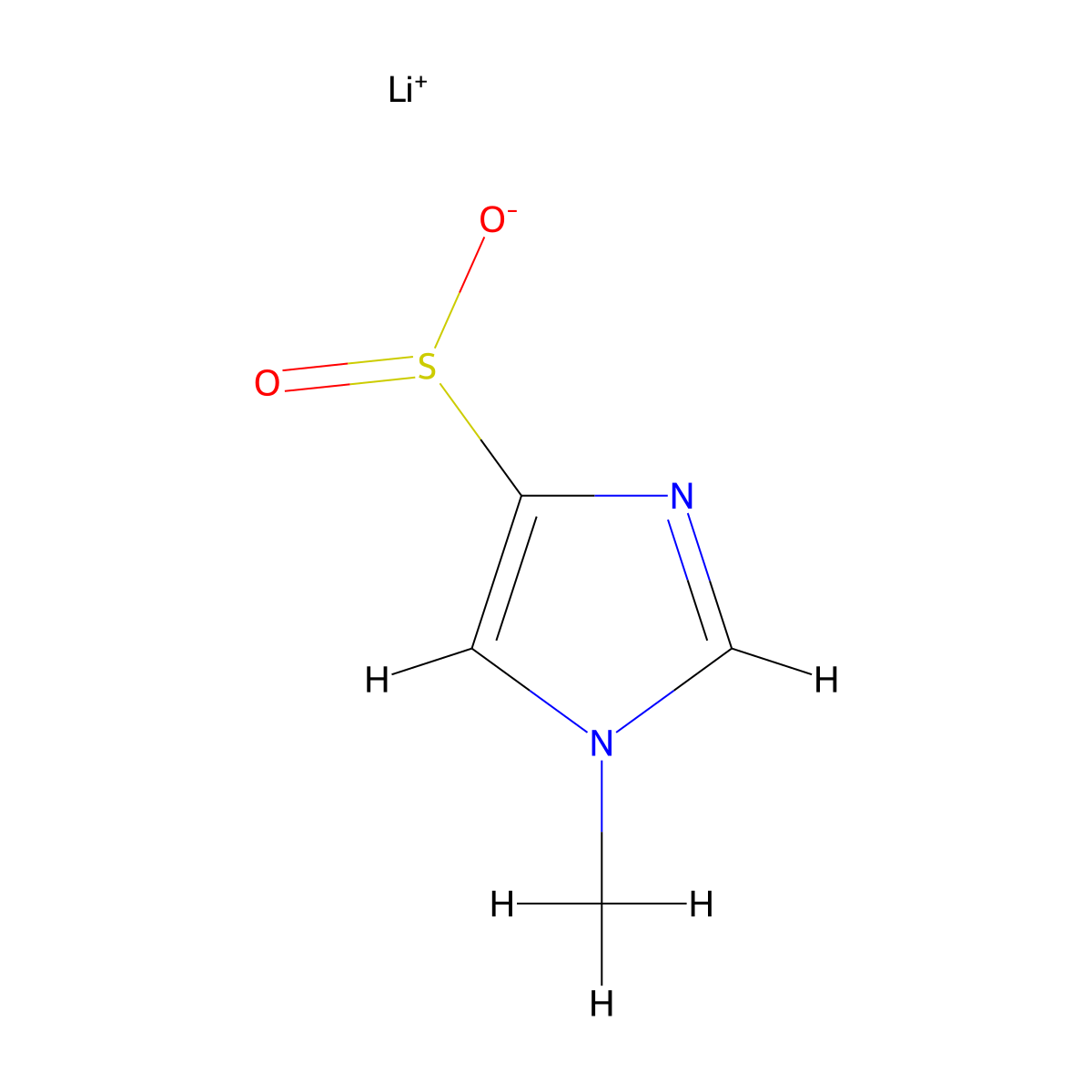 lithium(1+) ion 1-methyl-1H-imidazole-4-sulfinate molecular structure, CAS 2172254-05-4