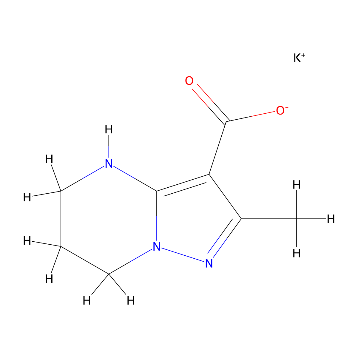 potassium 2-methyl-4H,5H,6H,7H-pyrazolo(1,5-a)pyrimidine-3-carboxylate molecular structure, CAS 2172254-07-6