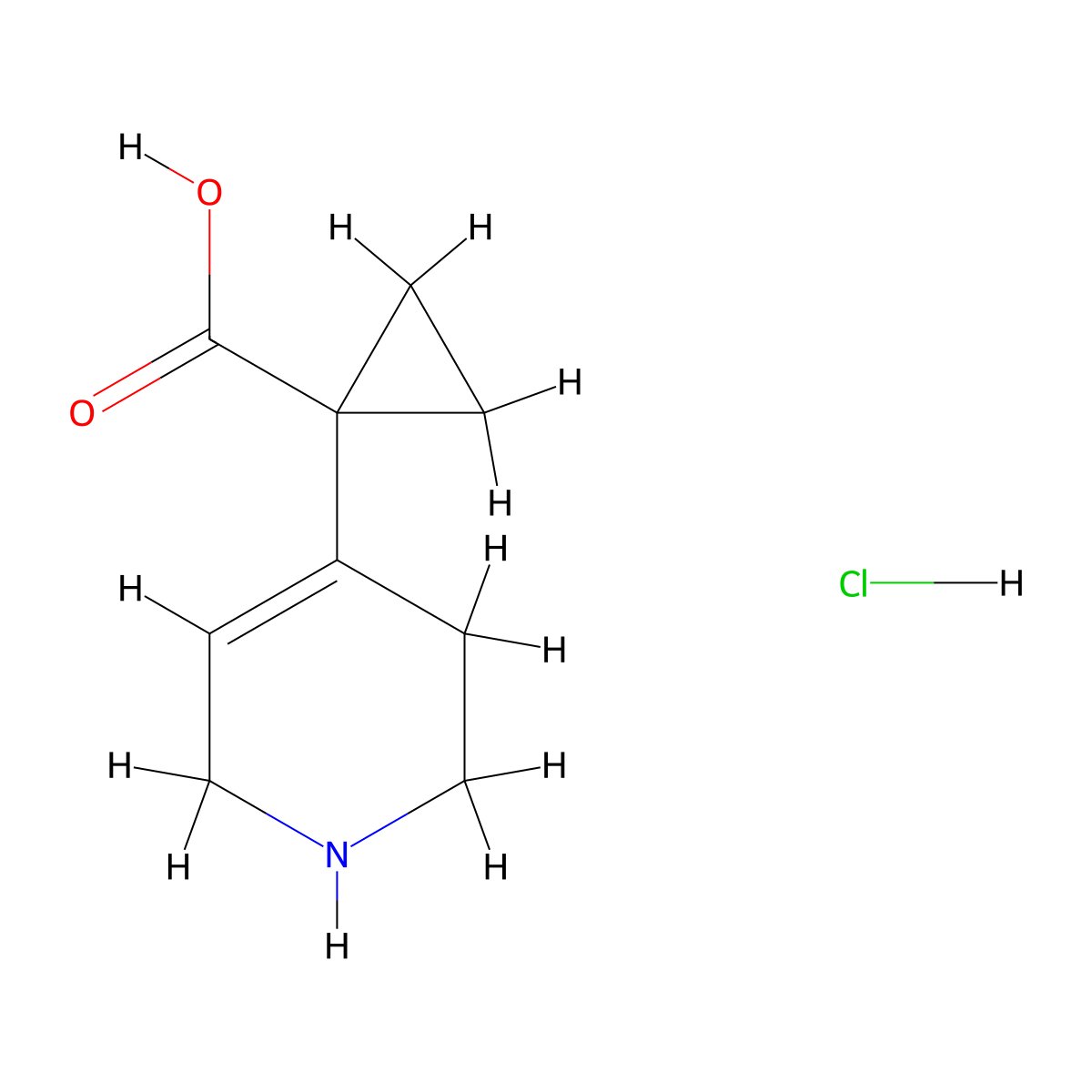 1-(1,2,3,6-Tetrahydropyridin-4-yl)cyclopropane-1-carboxylic acid hydrochloride molecular structure, CAS 2172254-22-5