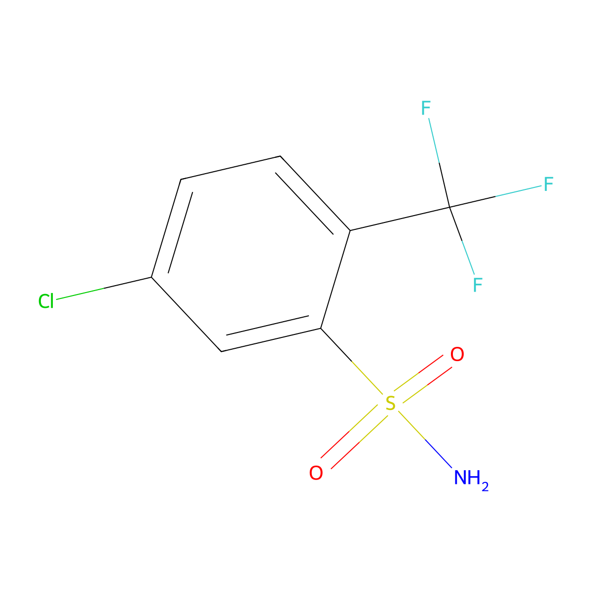 5-Chloro-2-(trifluoromethyl)benzene-1-sulfonamide molecular structure, CAS 2172255-41-1