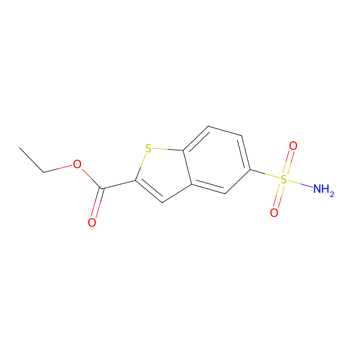 Ethyl 5-sulfamoyl-1-benzothiophene-2-carboxylate molecular structure, CAS 2172256-10-7