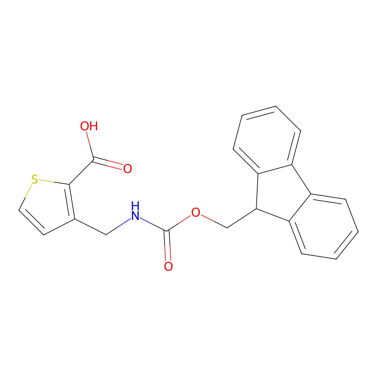 3-[({[(9H-fluoren-9-yl)methoxy]carbonyl}amino)methyl]thiophene-2-carboxylic acid molecular structure, CAS 2172256-21-0