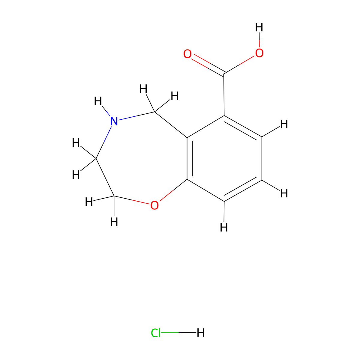 2,3,4,5-Tetrahydro-1,4-benzoxazepine-6-carboxylic acid hydrochloride molecular structure, CAS 2172256-33-4