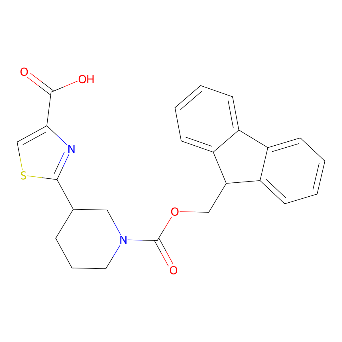 2-(1-{[(9H-fluoren-9-yl)methoxy]carbonyl}piperidin-3-yl)-1,3-thiazole-4-carboxylic acid molecular structure, CAS 2172256-49-2