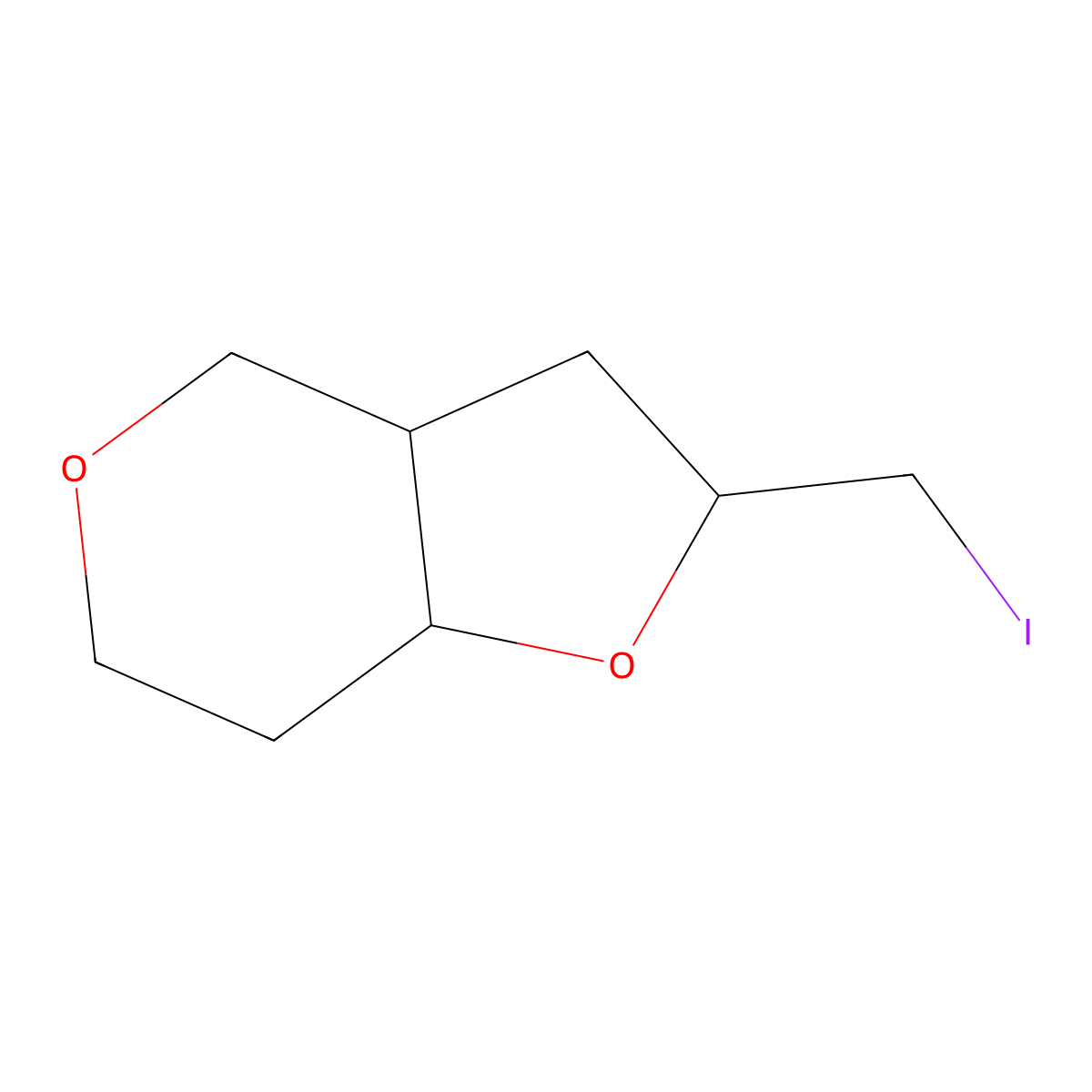 2-(iodomethyl)-hexahydro-2H-furo(3,2-c)pyran molecular structure, CAS 2172256-67-4