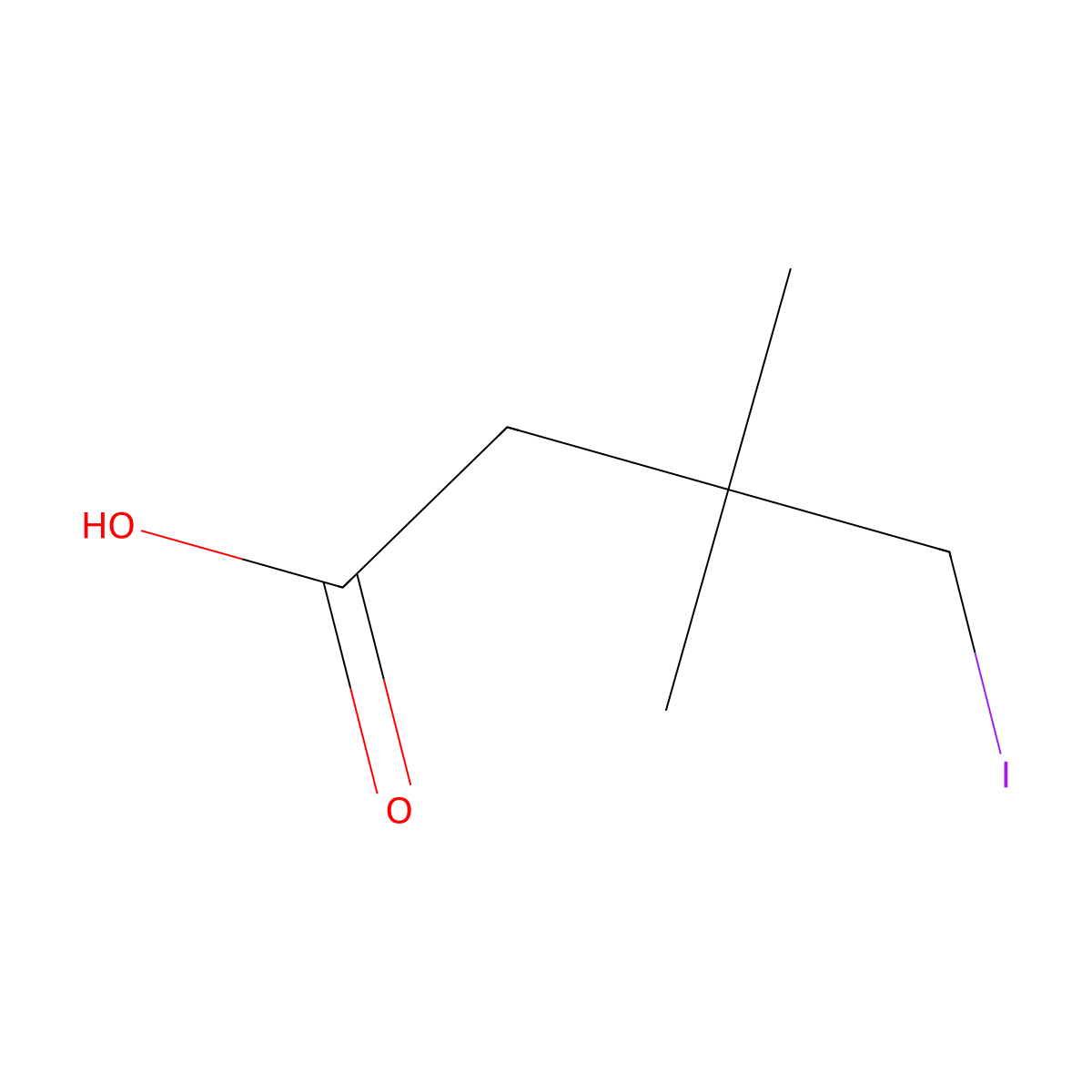 4-Iodo-3,3-dimethylbutanoic acid molecular structure, CAS 2172258-94-3