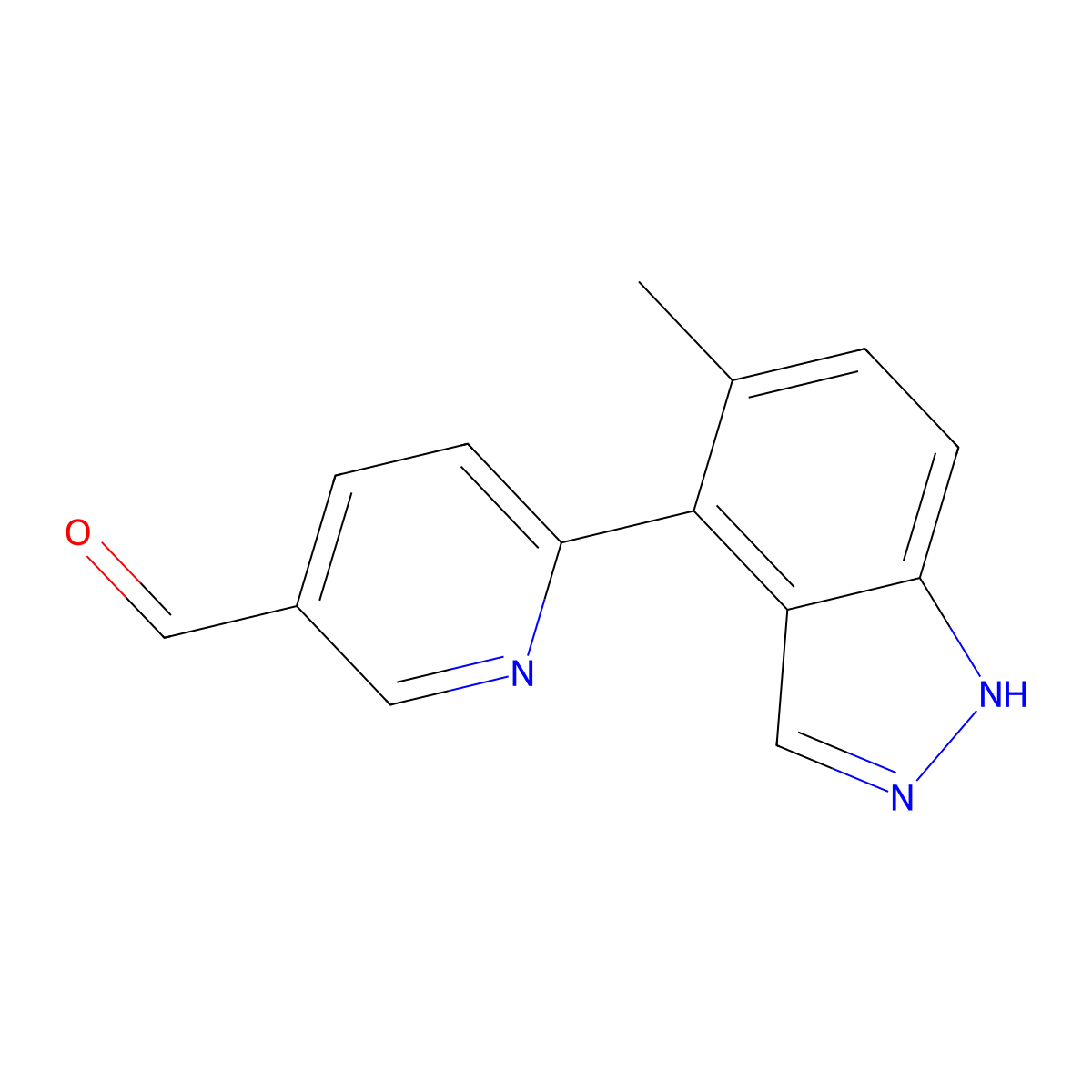 6-(5-methyl-1H-indazol-4-yl)pyridine-3-carbaldehyde molecular structure, CAS 2172259-50-4