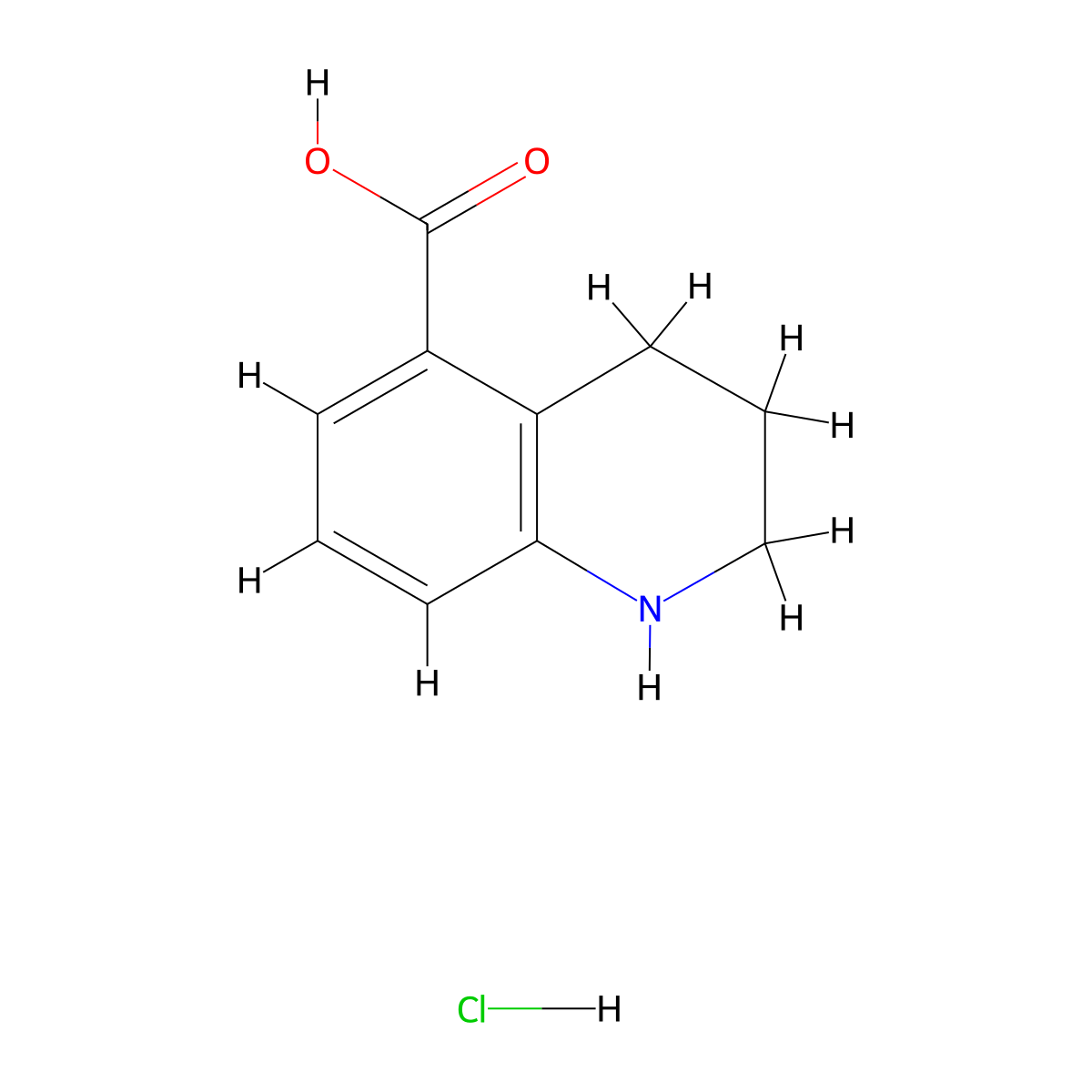 1,2,3,4-Tetrahydroquinoline-5-carboxylic acid hydrochloride molecular structure, CAS 2172259-96-8