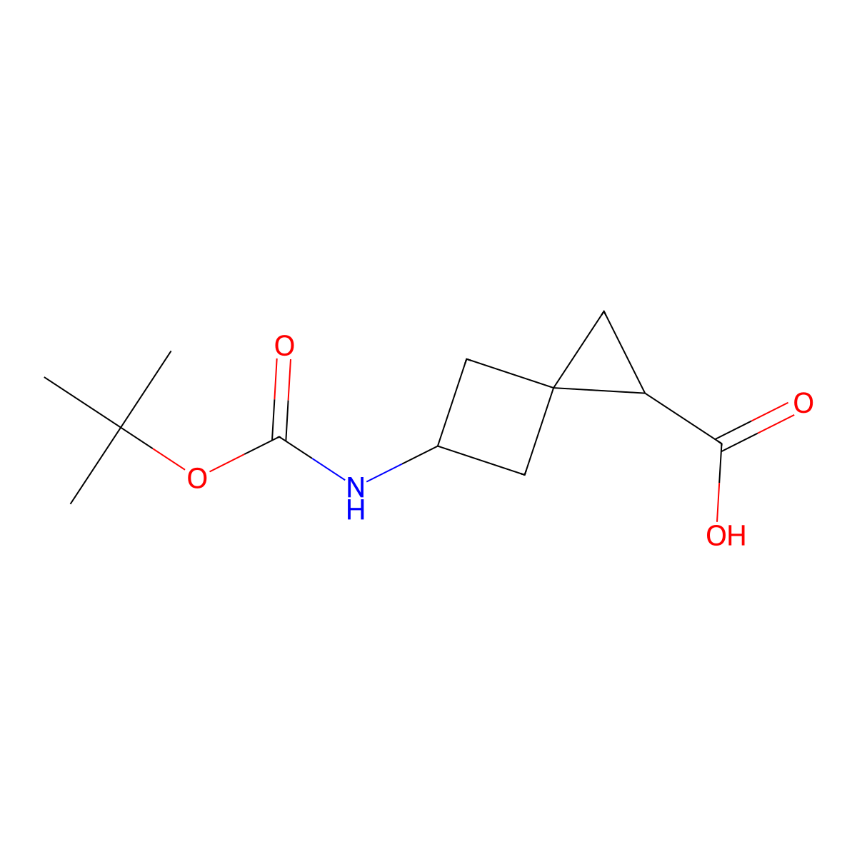 5-(((Tert-butoxy)carbonyl)amino)spiro(2.3)hexane-1-carboxylic acid molecular structure, CAS 2172260-10-3