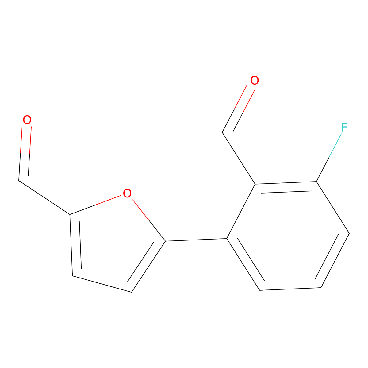 5-(3-Fluoro-2-formylphenyl)furan-2-carbaldehyde molecular structure, CAS 2172261-19-5