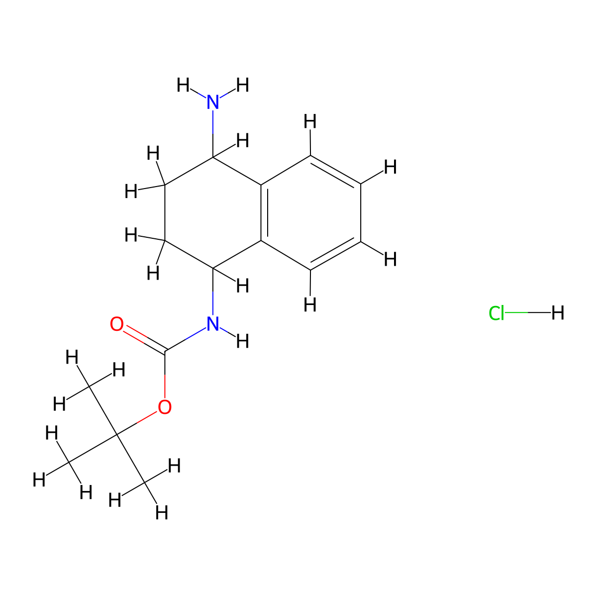 tert-butyl N-(4-amino-1,2,3,4-tetrahydronaphthalen-1-yl)carbamate hydrochloride molecular structure, CAS 2172263-79-3