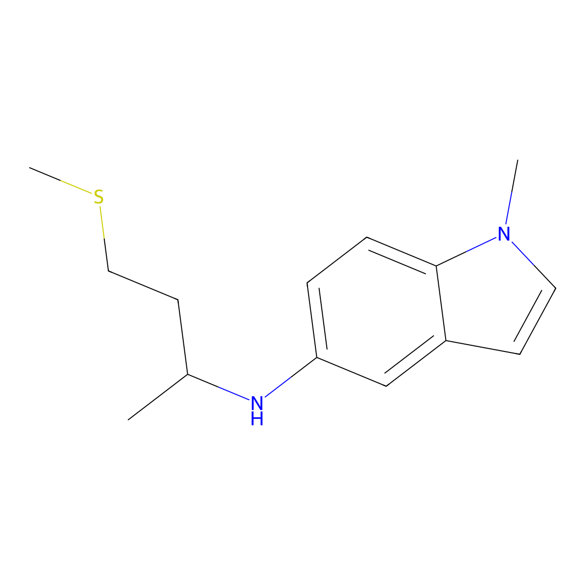 1-methyl-N-[4-(methylsulfanyl)butan-2-yl]-1H-indol-5-amine molecular structure, CAS 2172266-23-6