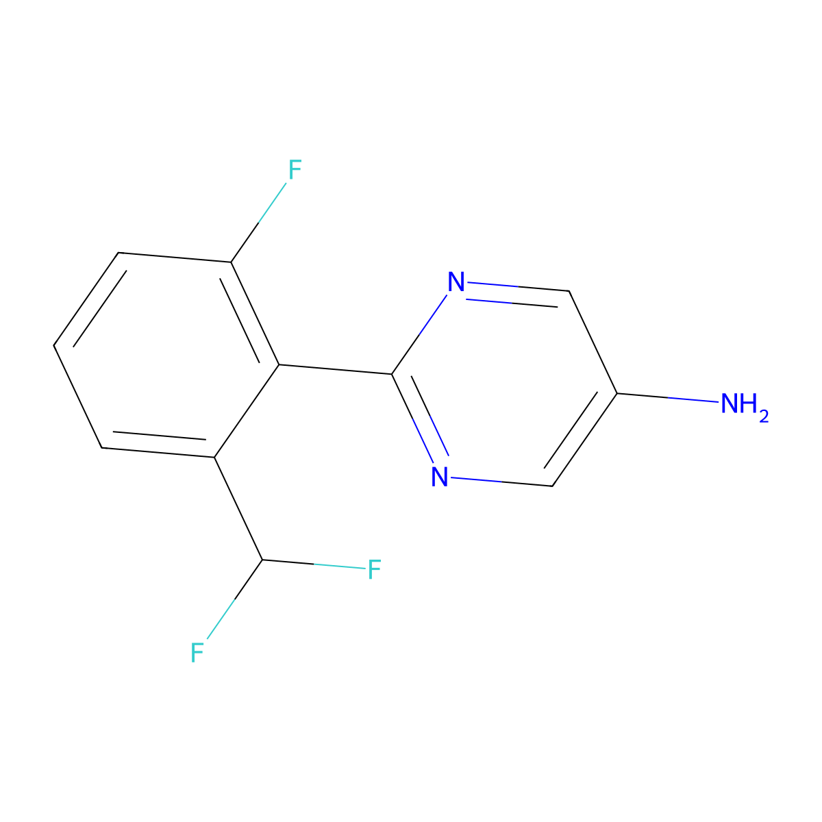 2-[2-(Difluoromethyl)-6-fluorophenyl]pyrimidin-5-amine molecular structure, CAS 2172273-35-5