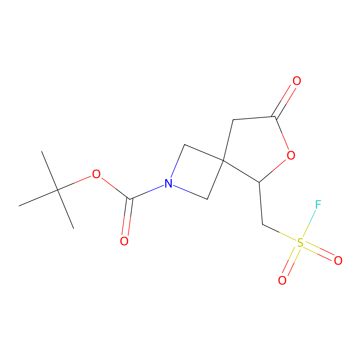 Tert-butyl 5-[(fluorosulfonyl)methyl]-7-oxo-6-oxa-2-azaspiro[3.4]octane-2-carboxylate molecular structure, CAS 2172276-14-9