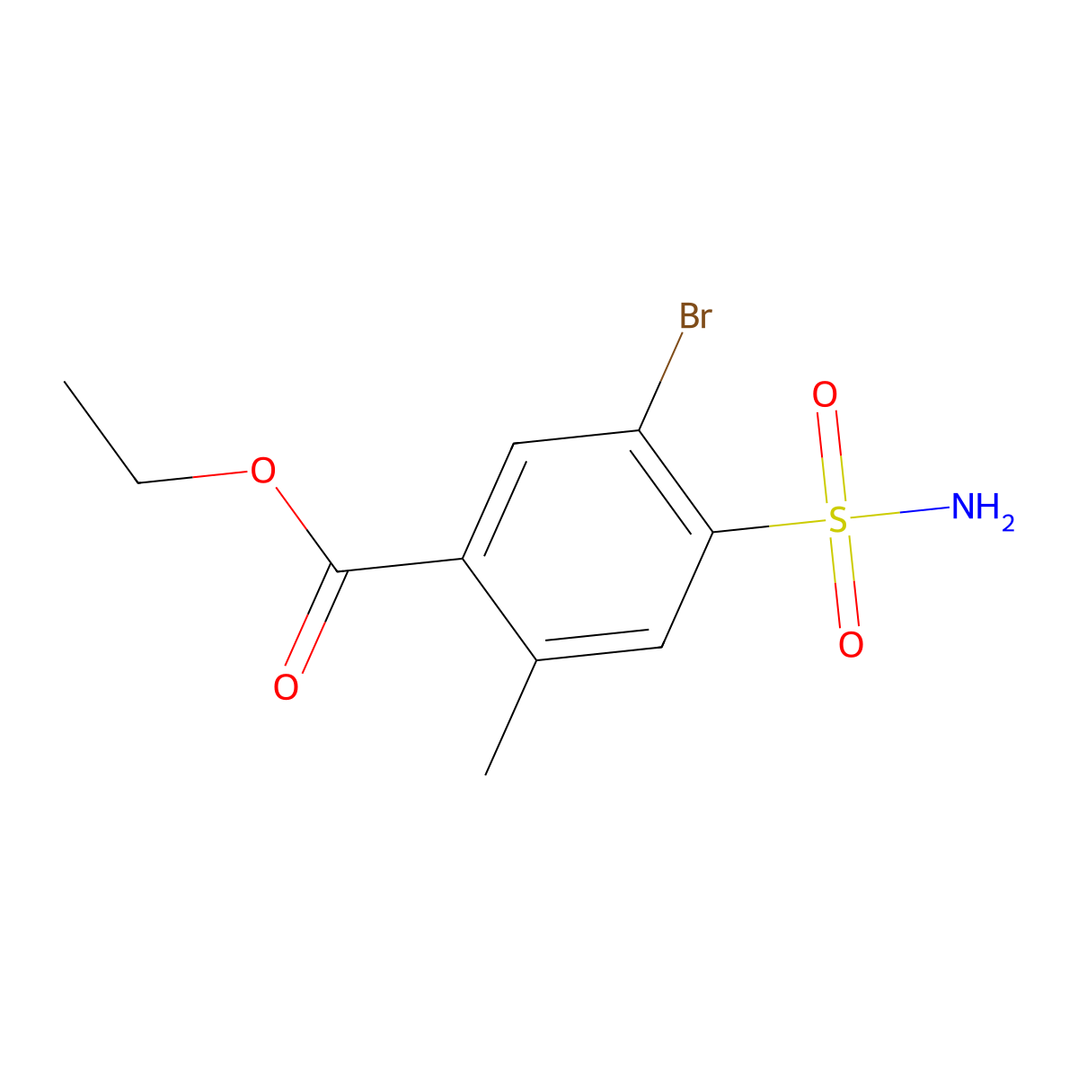 Ethyl 5-bromo-2-methyl-4-sulfamoylbenzoate molecular structure, CAS 2172282-03-8