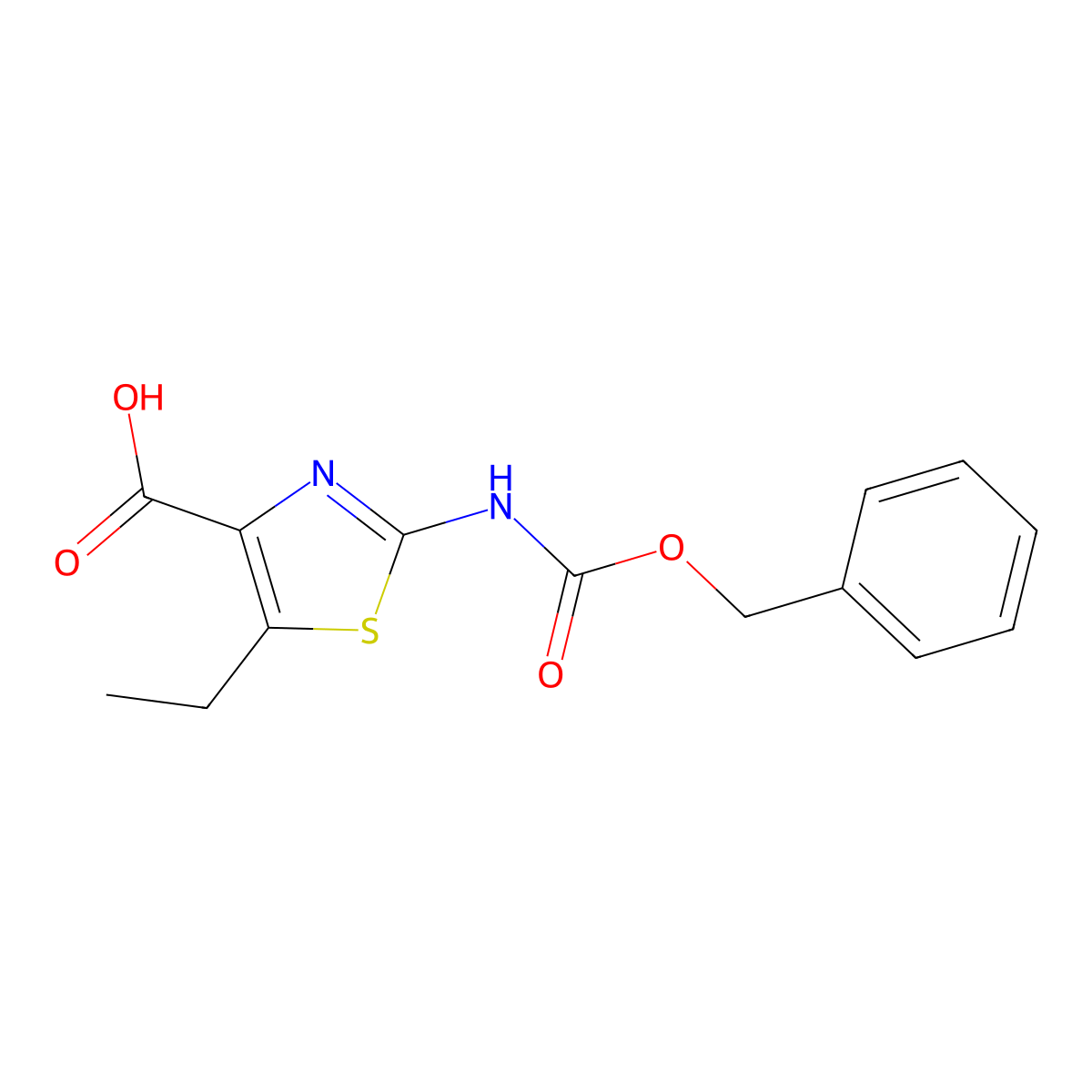 2-{[(Benzyloxy)carbonyl]amino}-5-ethyl-1,3-thiazole-4-carboxylic acid molecular structure, CAS 2172289-14-2