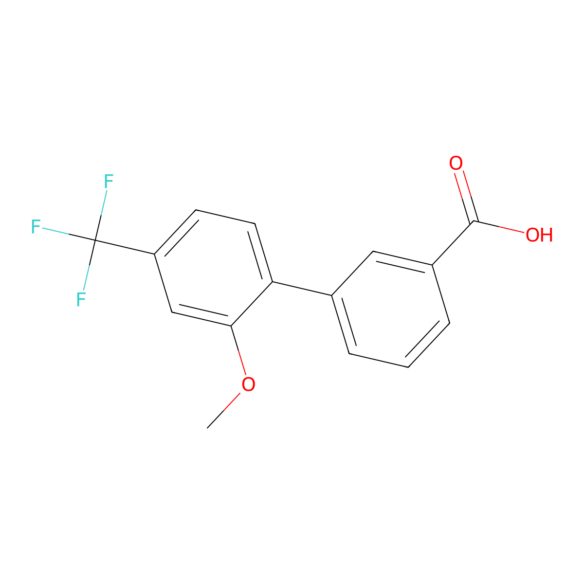 2'-Methoxy-4'-(trifluoromethyl)-[1,1'-biphenyl]-3-carboxylic acid molecular structure, CAS 2172294-60-7