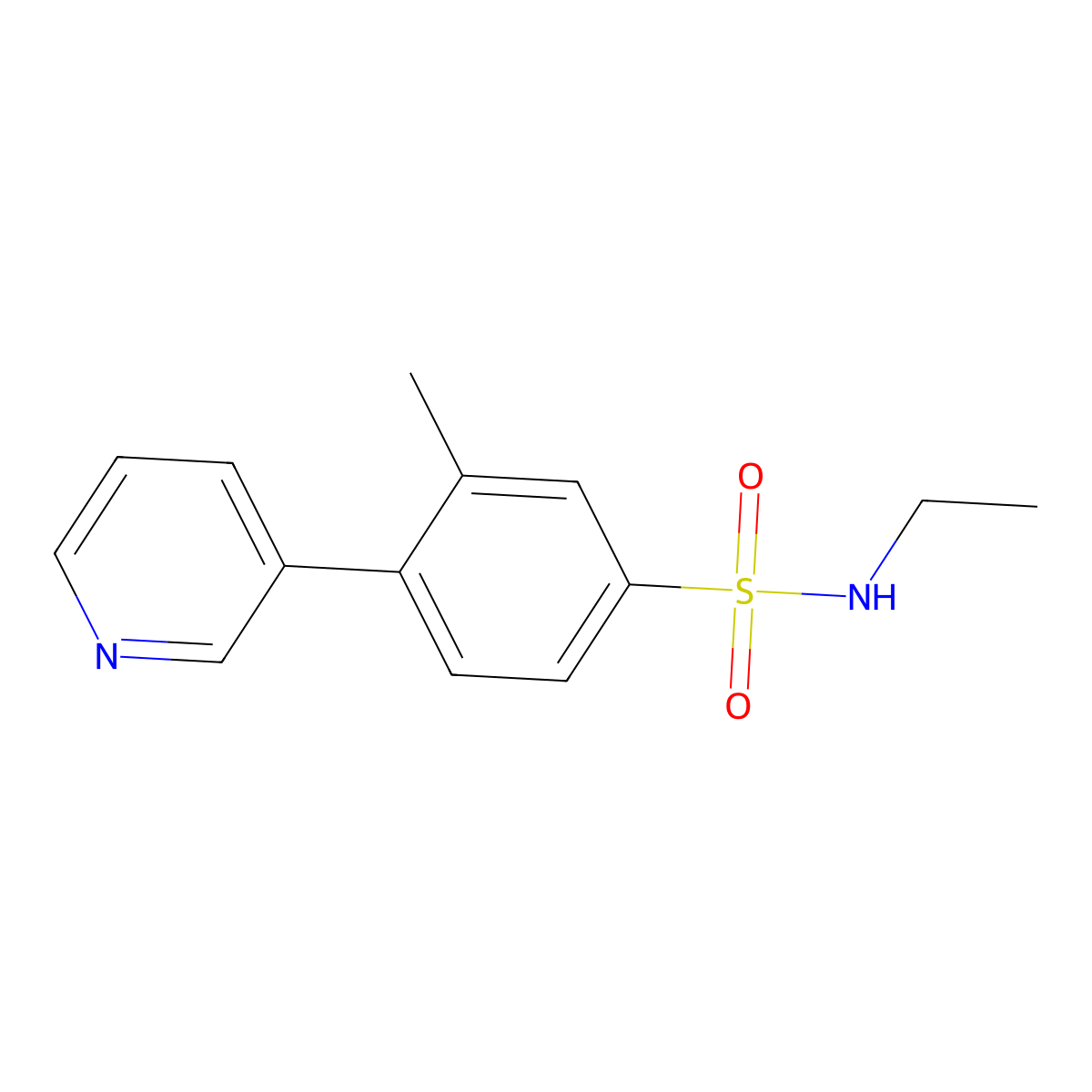 N-ethyl-3-methyl-4-(pyridin-3-yl)benzene-1-sulfonamide molecular structure, CAS 2172295-17-7