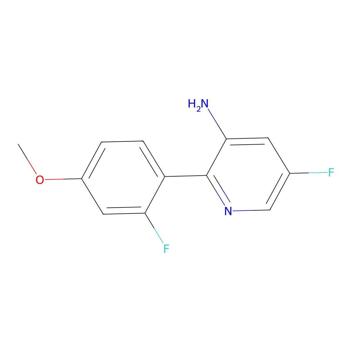 5-Fluoro-2-(2-fluoro-4-methoxyphenyl)pyridin-3-amine molecular structure, CAS 2172312-65-9