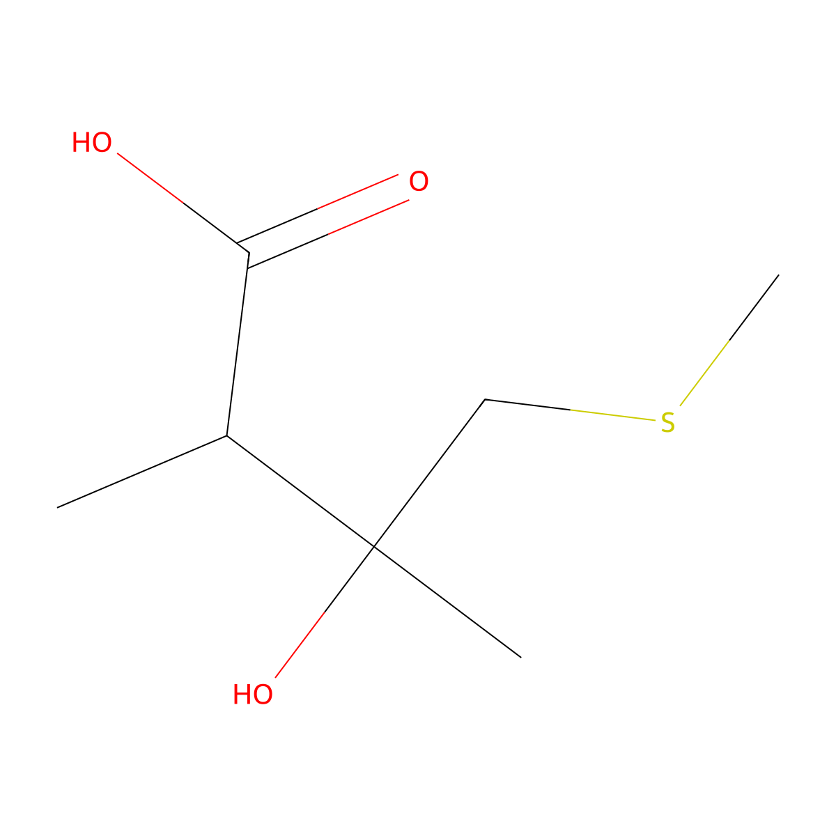 3-Hydroxy-2,3-dimethyl-4-(methylthio)butanoic acid molecular structure, CAS 2172313-71-0