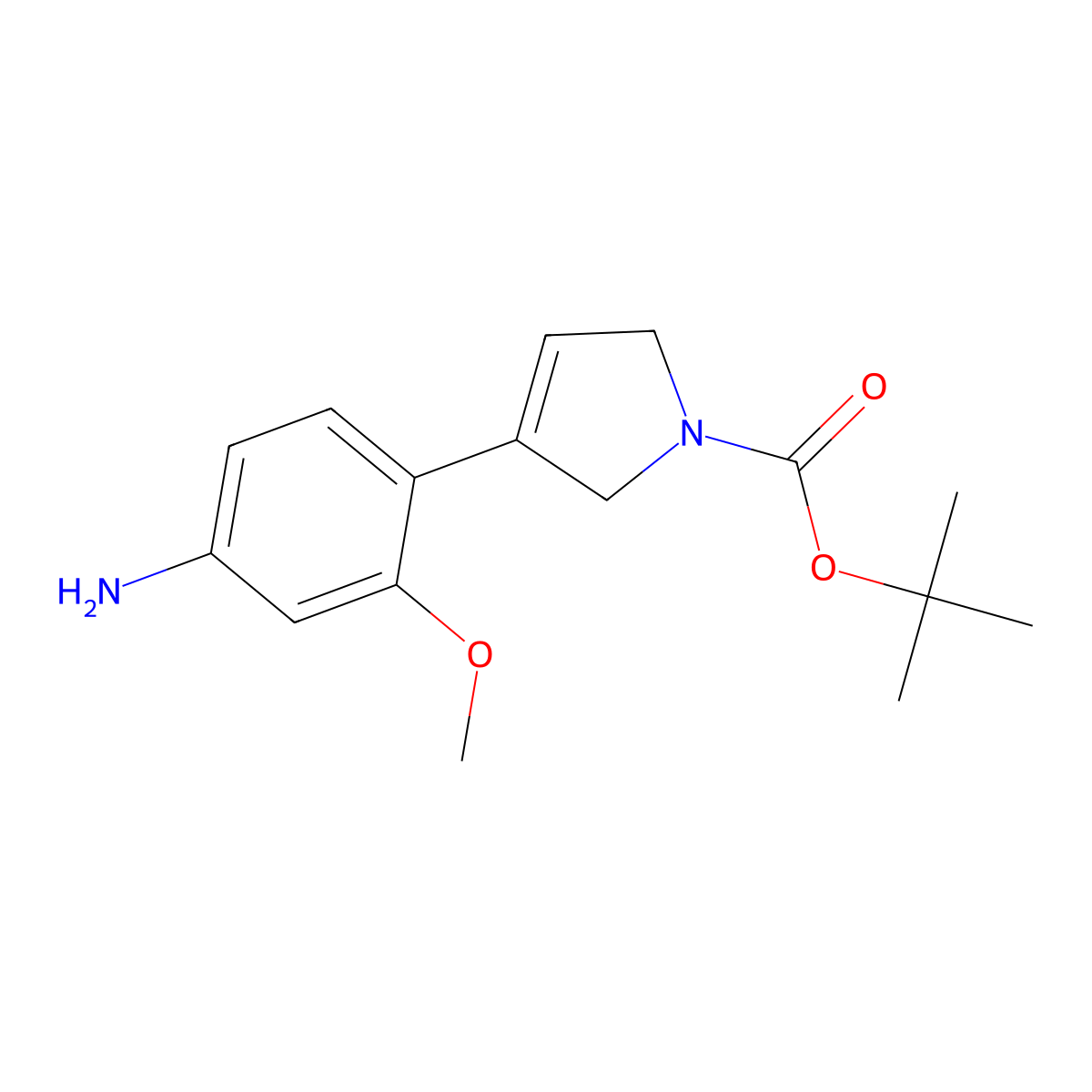 1,1-Dimethylethyl 3-(4-amino-2-methoxyphenyl)-2,5-dihydro-1H-pyrrole-1-carboxylate molecular structure, CAS 2172316-09-3