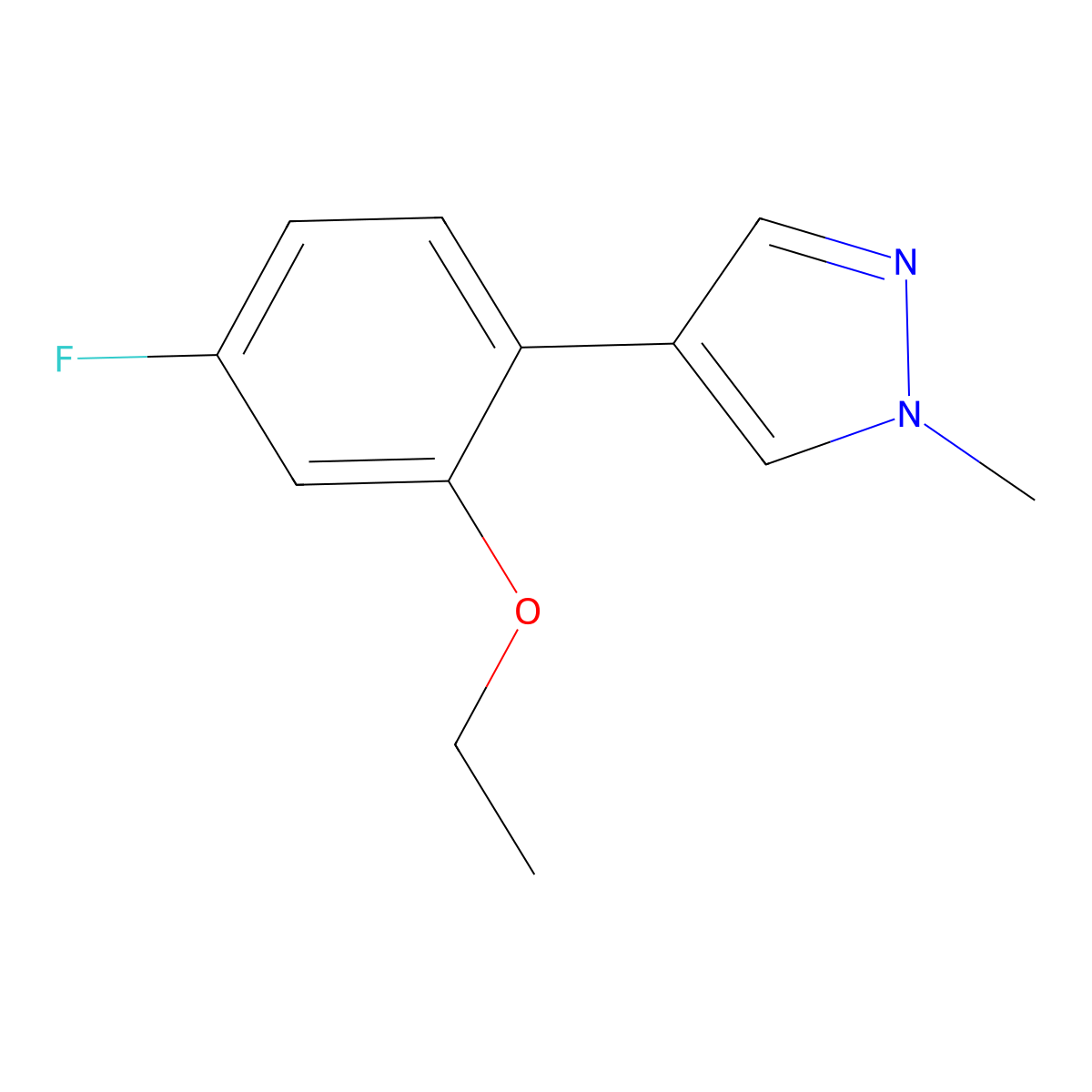 4-(2-ethoxy-4-fluorophenyl)-1-methyl-1H-pyrazole molecular structure, CAS 2172319-18-3