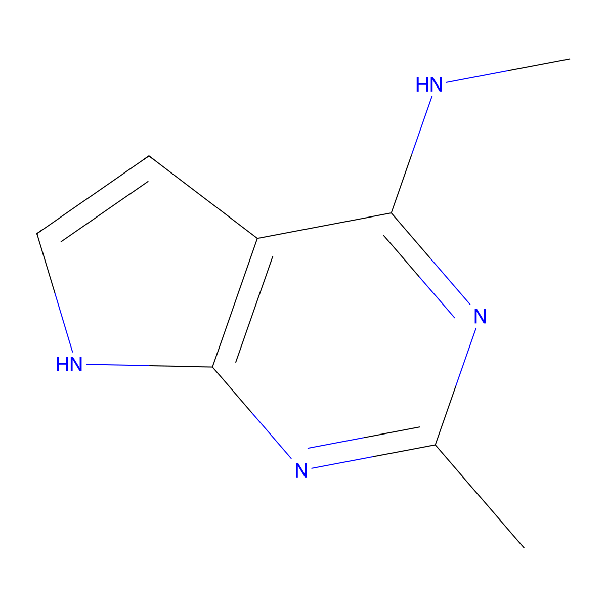 N,2-dimethyl-7H-pyrrolo[2,3-d]pyrimidin-4-amine molecular structure, CAS 2172319-50-3