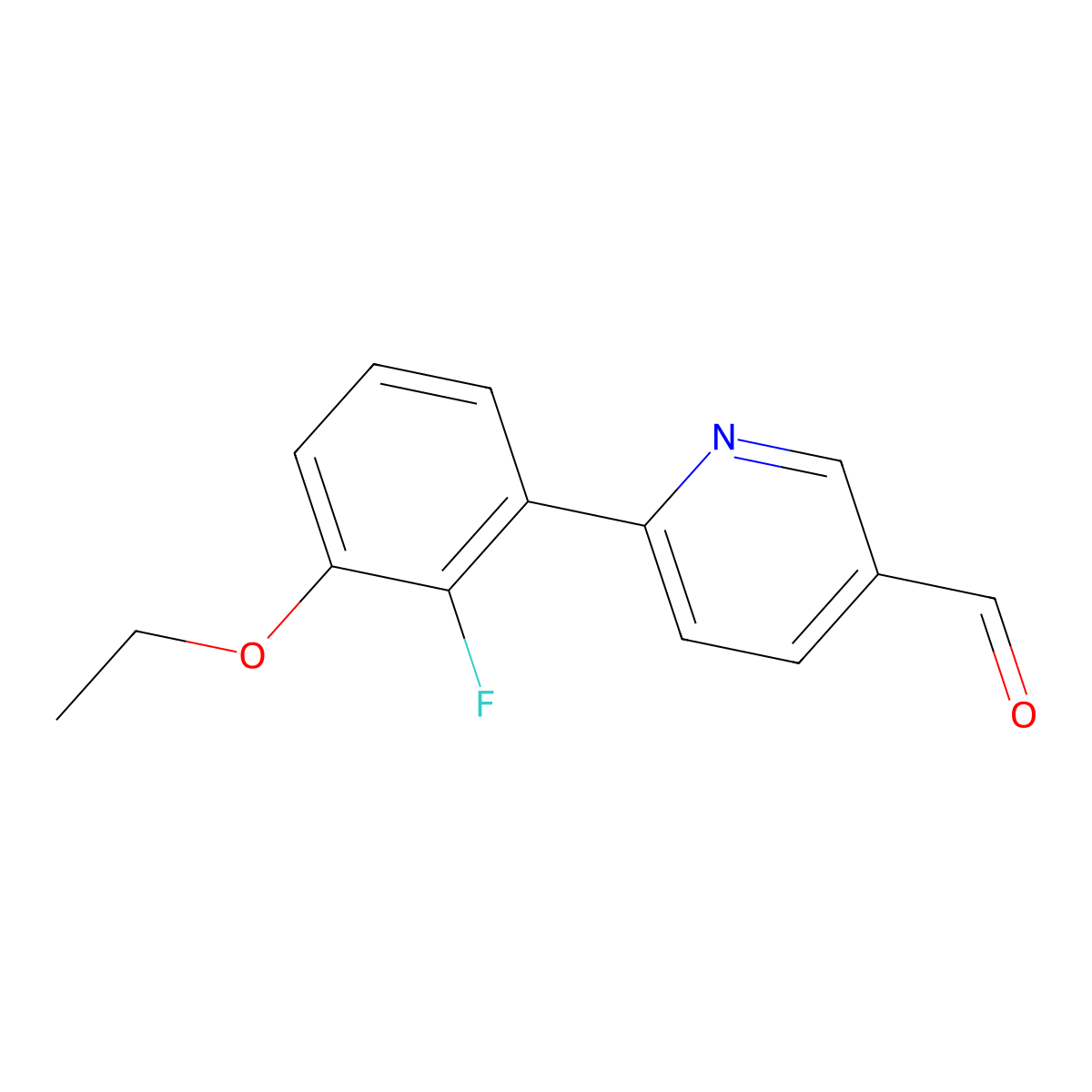 6-(3-Ethoxy-2-fluorophenyl)pyridine-3-carbaldehyde molecular structure, CAS 2172324-03-5
