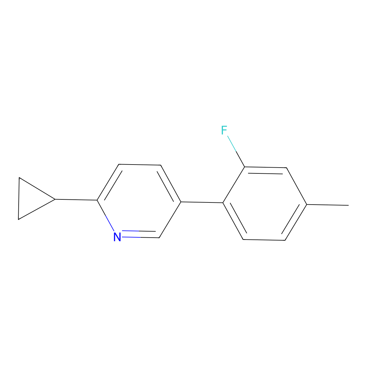 2-Cyclopropyl-5-(2-fluoro-4-methylphenyl)pyridine molecular structure, CAS 2172324-04-6
