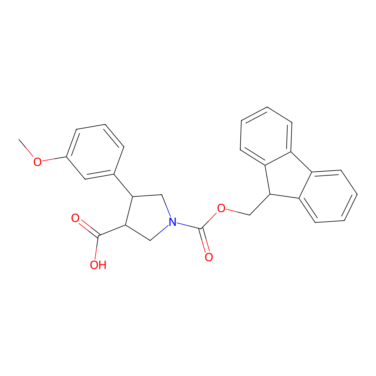 1-{[(9H-fluoren-9-yl)methoxy]carbonyl}-4-(3-methoxyphenyl)pyrrolidine-3-carboxylic acid molecular structure, CAS 2172324-96-6