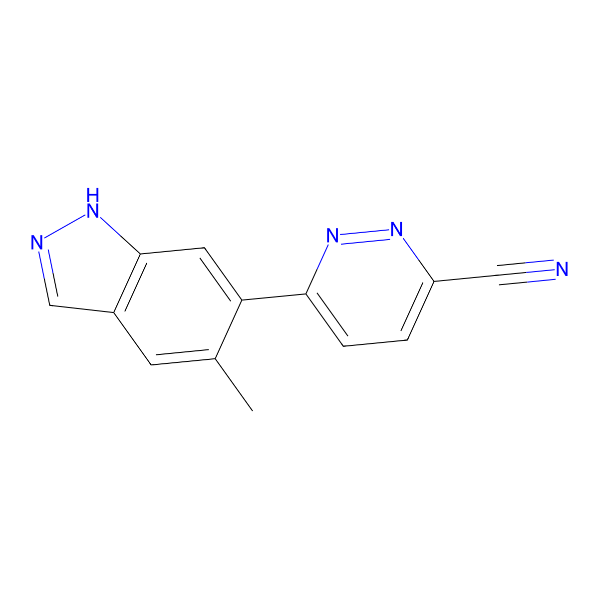6-(5-methyl-1H-indazol-6-yl)pyridazine-3-carbonitrile molecular structure, CAS 2172343-18-7