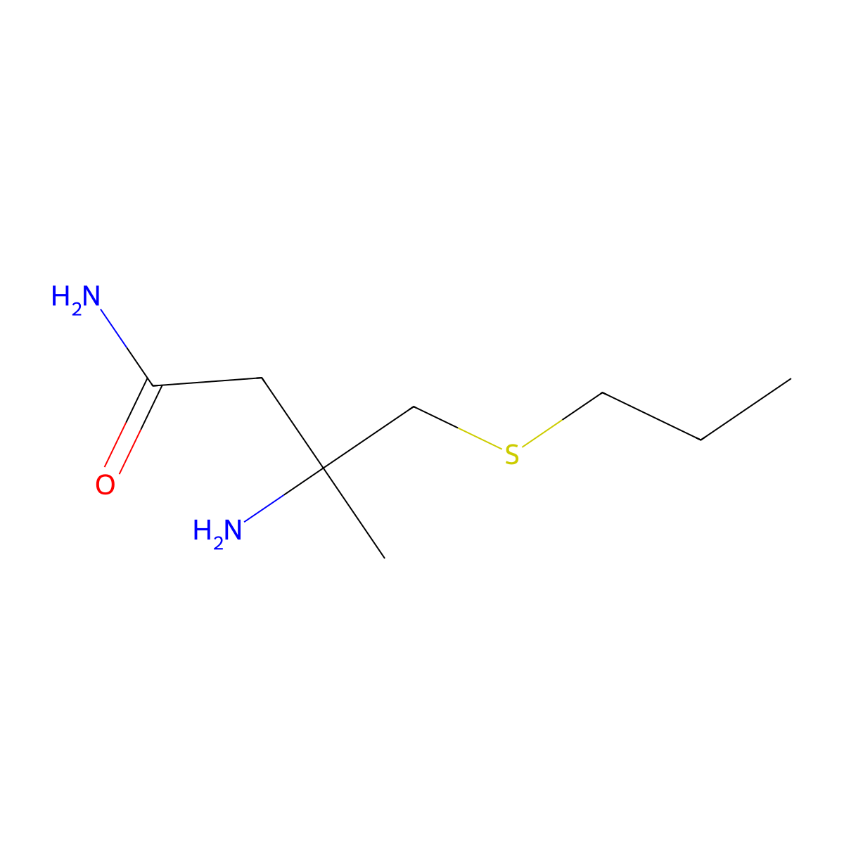 3-Amino-3-methyl-4-(propylthio)butanamide molecular structure, CAS 2172343-94-9
